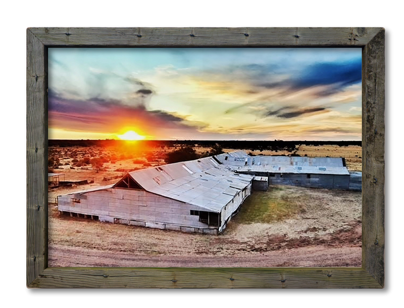Sunset at Toganmain Woolshed