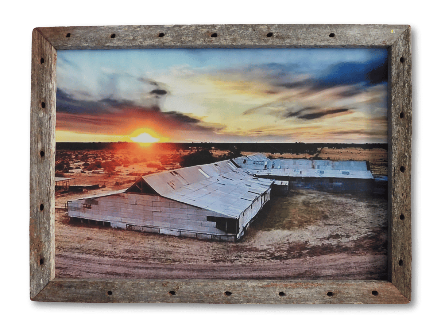 Sunset at Toganmain woolshed (A1)